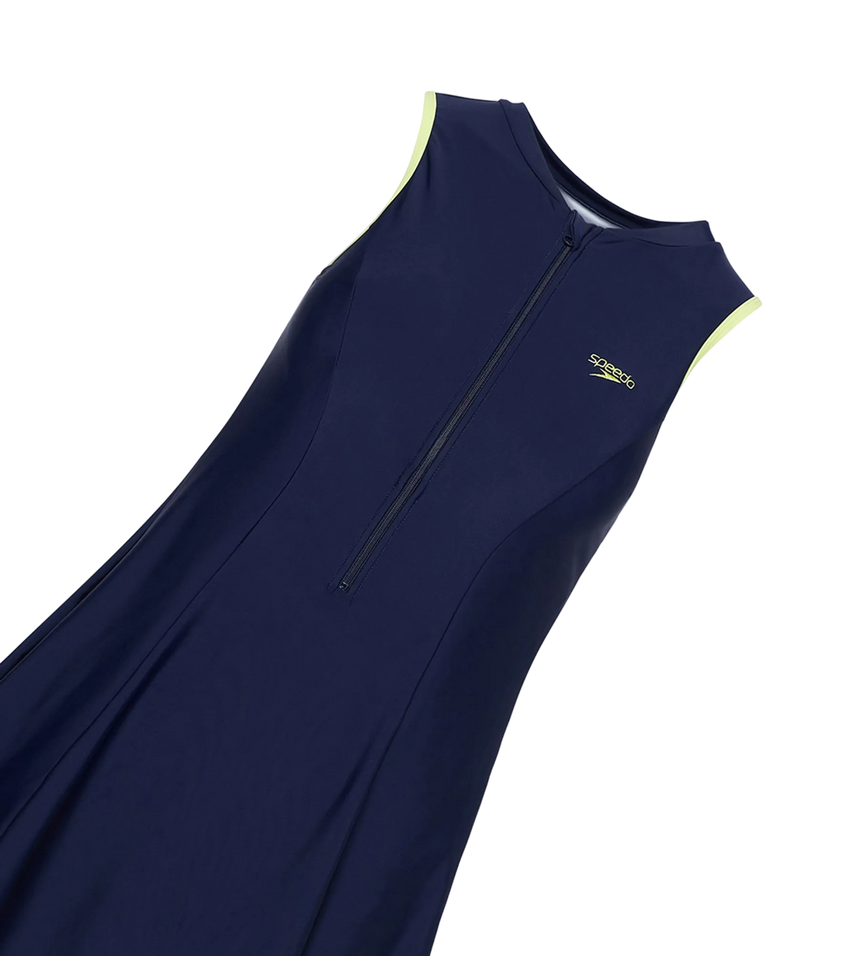 Women's Endurance10 Closedback Swimdress With Boyleg - True Navy & Electric Lime