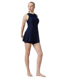 Women's Endurance10 Closedback Swimdress With Boyleg - True Navy & Electric Lime