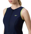 Women's Endurance10 Closedback Swimdress With Boyleg - True Navy & Electric Lime
