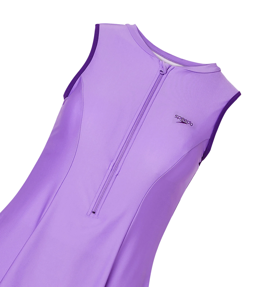 Women's Endurabrite Closedback Swimdress With Boyleg - Purple Mist & Tillandsia Purple