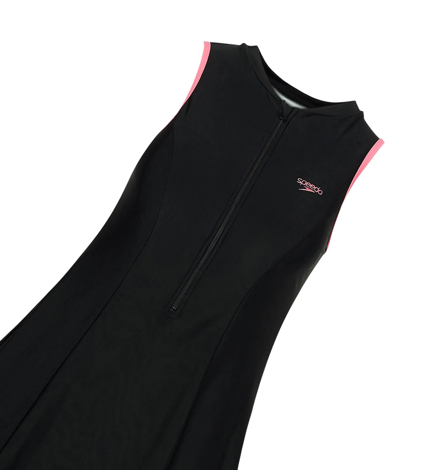 Women's Endurance10 Closedback Swimdress With Boyleg - Black & Pink Lemonade