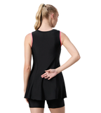 Women's Endurance10 Closedback Swimdress With Boyleg - Black & Pink Lemonade