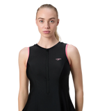 Women's Endurance10 Closedback Swimdress With Boyleg - Black & Pink Lemonade