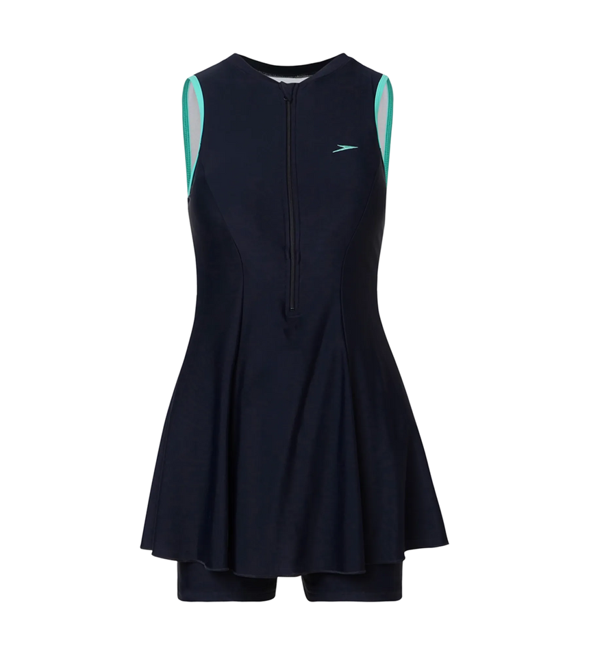 Women's Endurance10 Closedback Swimdress With Boyleg - True Navy & Arctic Glass