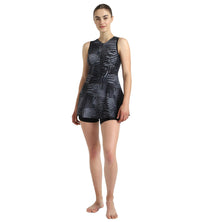 Women's Endurance10 Printed Closedback Swimdress With Boyleg - Black, Anthracite & Grey Lead