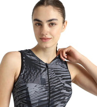 Women's Endurance10 Printed Closedback Swimdress With Boyleg - Black, Anthracite & Grey Lead