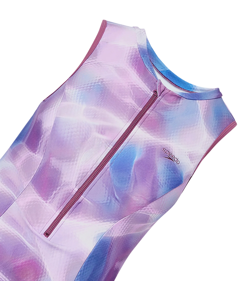 Women's Endurabrite Printed Closedback Swimdress With Boyleg - Rum Raisin