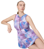 Women's Endurabrite Printed Closedback Swimdress With Boyleg - Rum Raisin