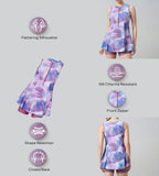 Women's Endurabrite Printed Closedback Swimdress With Boyleg - Rum Raisin