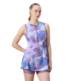 Women's Endurabrite Printed Closedback Swimdress With Boyleg - Rum Raisin