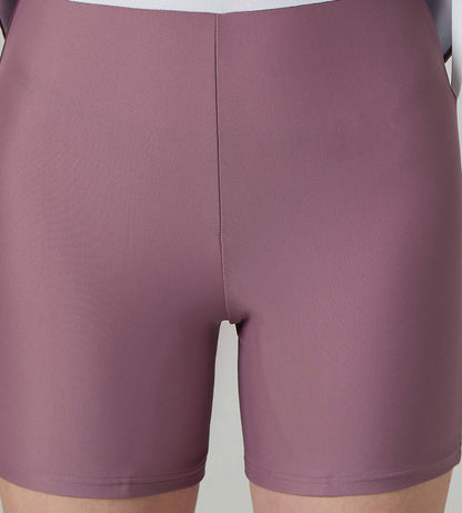 Women's Endurabrite Printed Closedback Swimdress With Boyleg - Rum Raisin