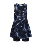 Women's Endurance10 Printed Closedback Swimdress With Boyleg - Black & Grey