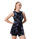 Women's Endurance10 Printed Closedback Swimdress With Boyleg - Black & Grey