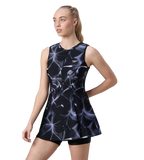 Women's Endurance10 Printed Closedback Swimdress With Boyleg - Black & Grey