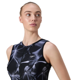 Women's Endurance10 Printed Closedback Swimdress With Boyleg - Black & Grey