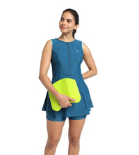 Women's Endurance Closedback Swimdress With Boyleg - Dark Teal  &  Marine Blue_6