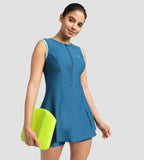 Women's Endurance 10 Closedback Swimdress With Boyleg - Dark Teal & Marine Blue