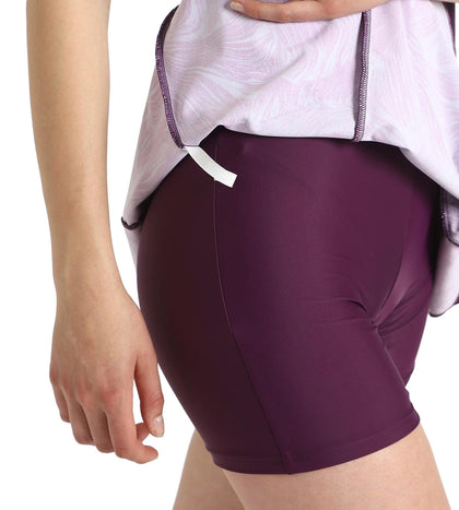 Women's Endurance10 Printed Closedback Swimdress With Boyleg - Plum Dandy