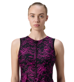 Women's Endurance10 Printed Closedback Swimdress With Boyleg - Black & Electric Pink