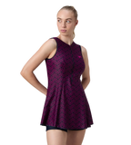 Women's Endurance10 Printed Closedback Swimdress With Boyleg - True Navy & Electric Pink