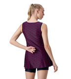 Women's Endurance10 Printed Closedback Swimdress With Boyleg - True Navy & Electric Pink