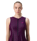 Women's Endurance10 Printed Closedback Swimdress With Boyleg - True Navy & Electric Pink