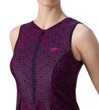 Women's Endurance10 Printed Closedback Swimdress With Boyleg - True Navy & Electric Pink