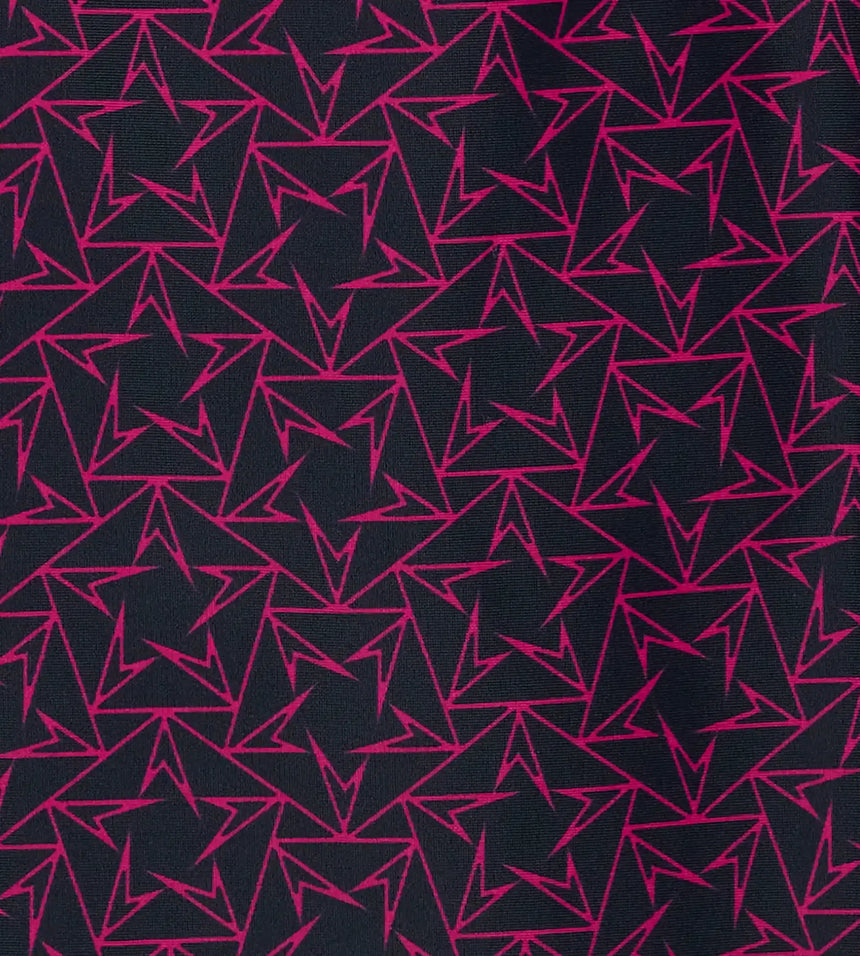 Women's Endurance10 Printed Closedback Swimdress With Boyleg - True Navy & Electric Pink