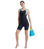 Women's Endurance 10 Essential Panel Racerback Legsuit Swimwear - True Navy & Marine Blue