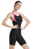 Women's Endurance 10 Essential Panel Racerback Legsuit Swimwear - Black & Fandango Pink