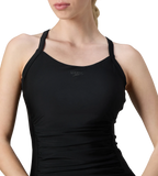 Women's Endurance10 Ruched Racerback Swimdress With Boyleg - Black