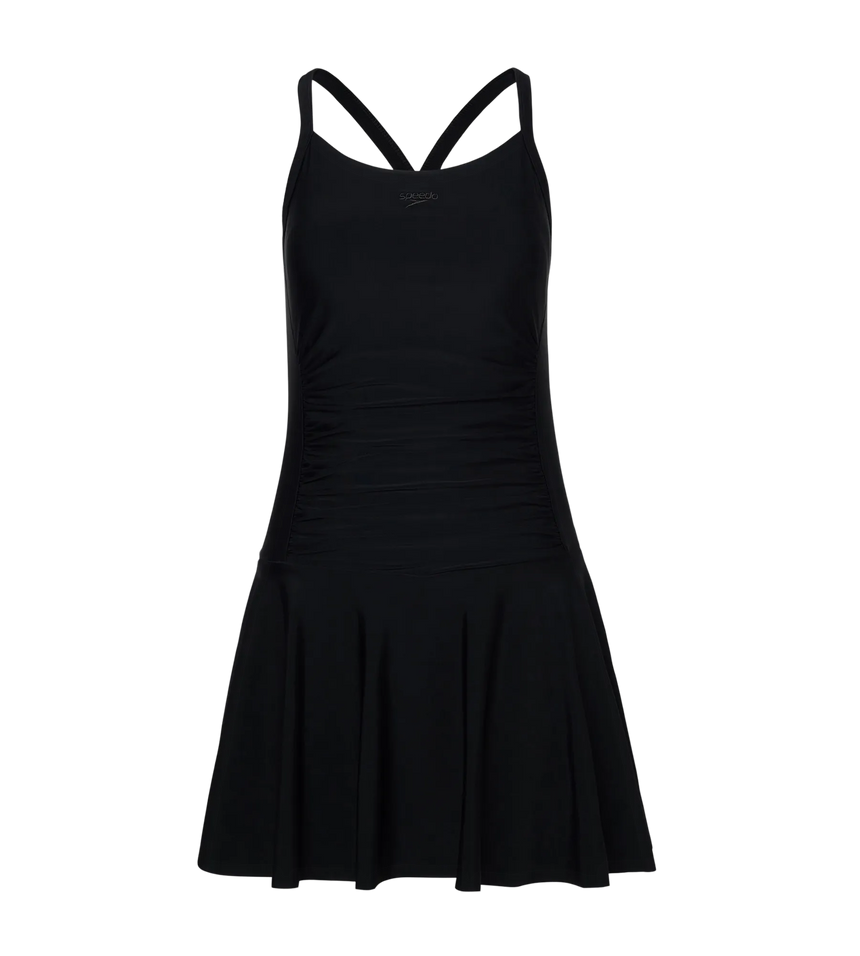 Women's Endurance10 Ruched Racerback Swimdress With Boyleg - Black
