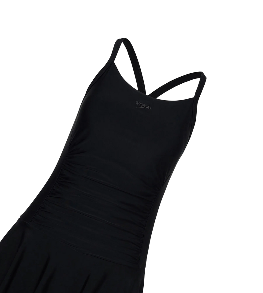 Women's Endurance10 Ruched Racerback Swimdress With Boyleg - Black