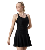 Women's Endurance10 Ruched Racerback Swimdress With Boyleg - Black