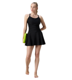 Women's Endurance10 Ruched Racerback Swimdress With Boyleg - Black