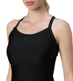 Women's Endurance10 Ruched Racerback Swimdress With Boyleg - Black