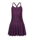 Women's Enduraflex Ruched Racerback Swimdress With Boyleg - Plum Dandy