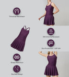 Women's Enduraflex Ruched Racerback Swimdress With Boyleg - Plum Dandy