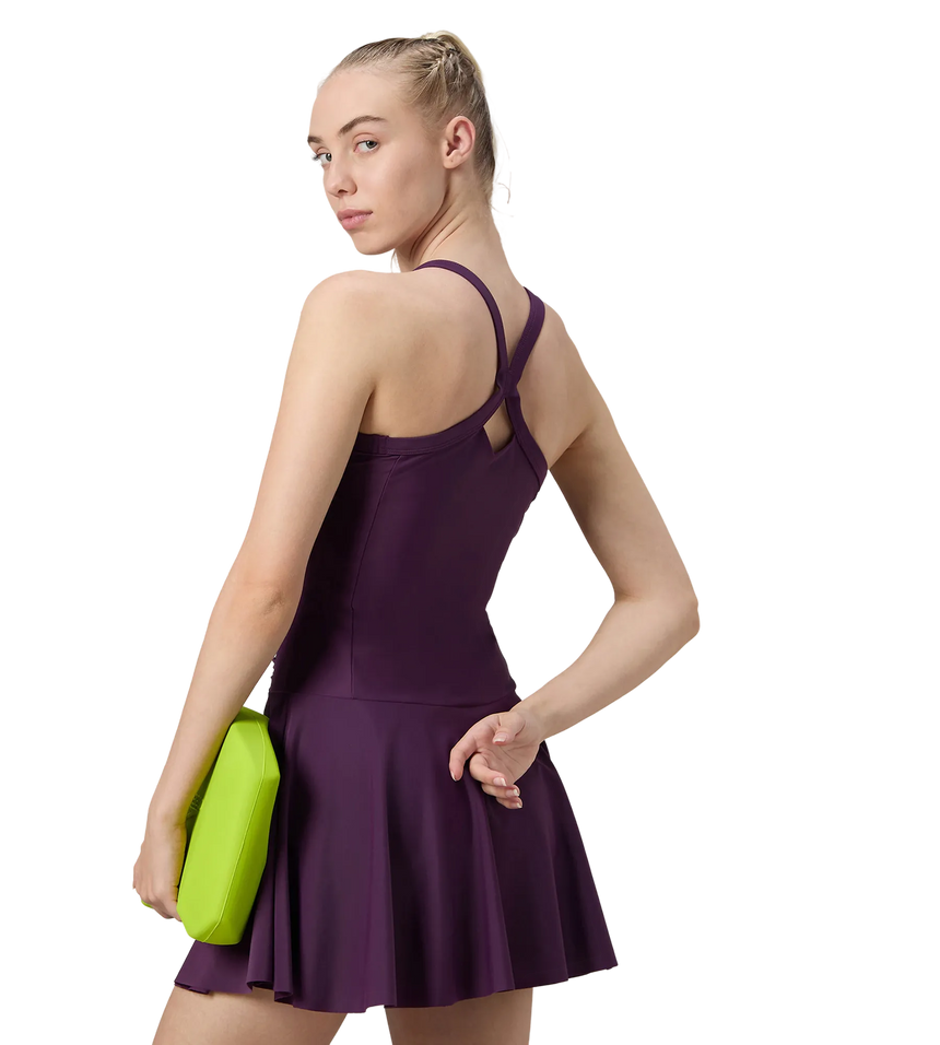 Women's Enduraflex Ruched Racerback Swimdress With Boyleg - Plum Dandy