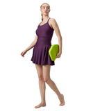 Women's Enduraflex Ruched Racerback Swimdress With Boyleg - Plum Dandy