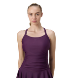 Women's Enduraflex Ruched Racerback Swimdress With Boyleg - Plum Dandy