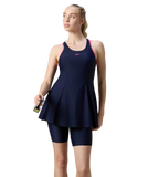 Women's Endurance10 Racerback Swimdress With Kneeleg - True Navy & Margarita Pink