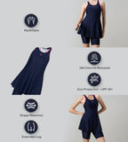 Women's Endurance10 Racerback Swimdress With Kneeleg - True Navy & Margarita Pink