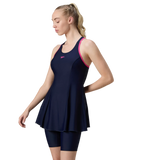 Women's Endurance10 Racerback Swimdress With Kneeleg - True Navy & Margarita Pink