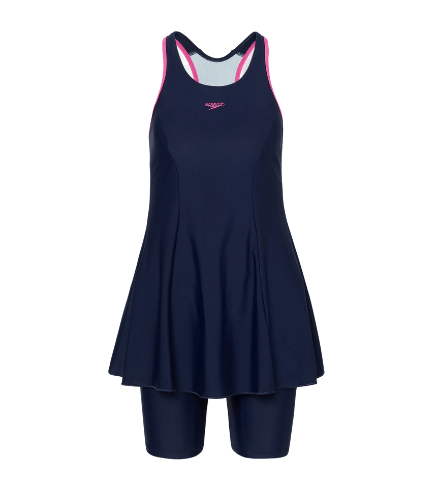 Women's Endurance10 Racerback Swimdress With Kneeleg - True Navy & Margarita Pink
