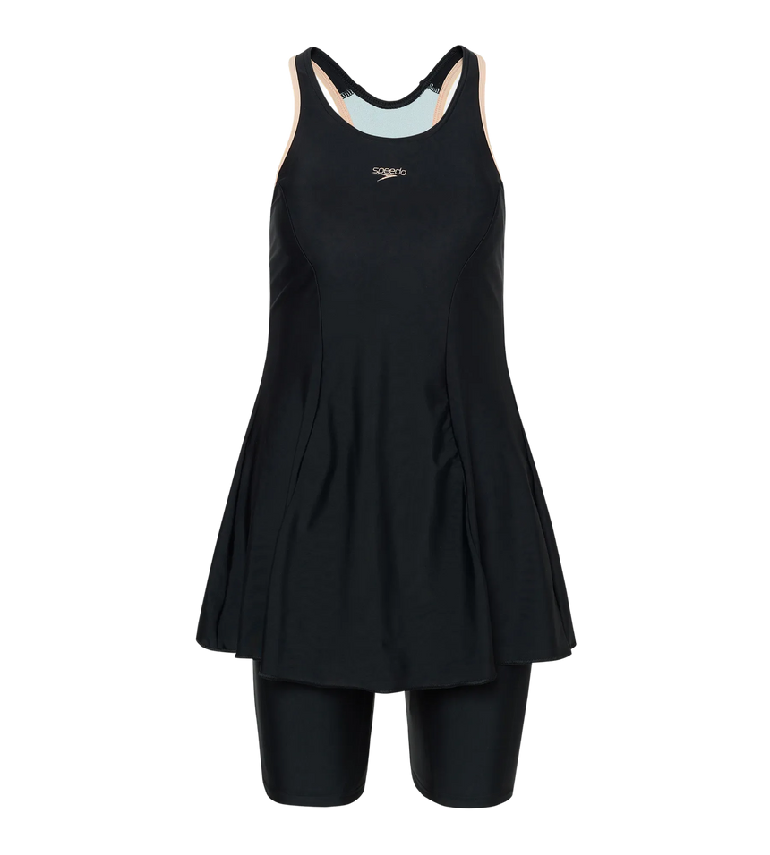 Women's Endurance10 Racerback Swimdress With Kneeleg - Black & Dusty Pink