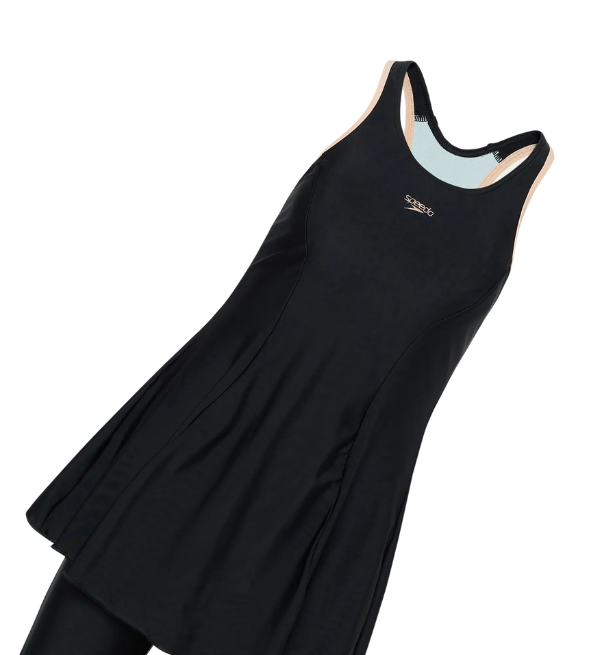 Women's Endurance10 Racerback Swimdress With Kneeleg - Black & Dusty Pink