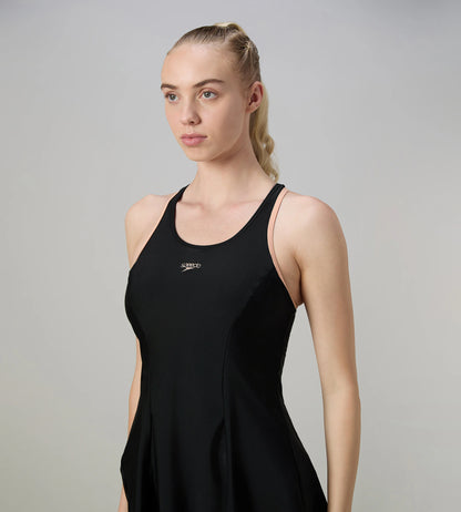 Women's Endurance10 Racerback Swimdress With Kneeleg - Black & Dusty Pink