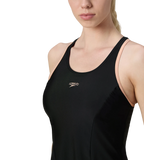 Women's Endurance10 Racerback Swimdress With Kneeleg - Black & Dusty Pink