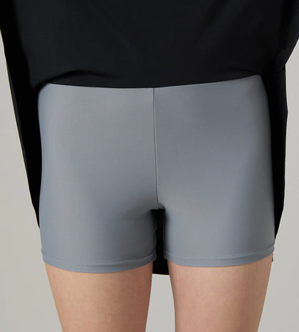 Women's Ribbed Lite Swimming Skirt With Bulit In Shorts - Black & Coin Grey